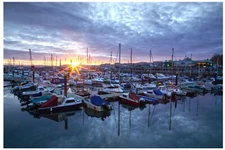 Torquay harbour, Devon, UK... - 18" x 12" PRINT - SEASCAPE SUNSET BOATS HARBOUR