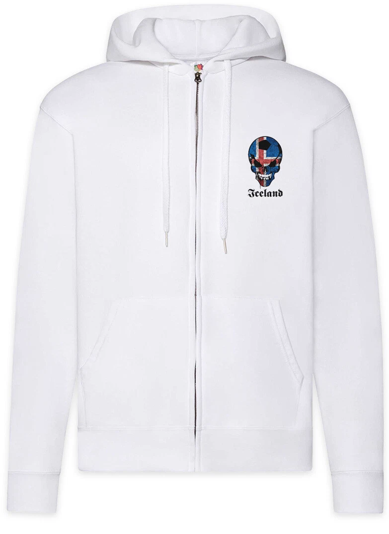 Classic Iceland Football Skull Flag Zipper Hoodie Flagge Fan Fußball Island