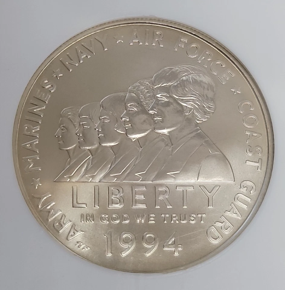 1994 W Women in Military Service Memorial Comm. Unc. Silver Dollar - NGC MS70 - Image 3 of 4