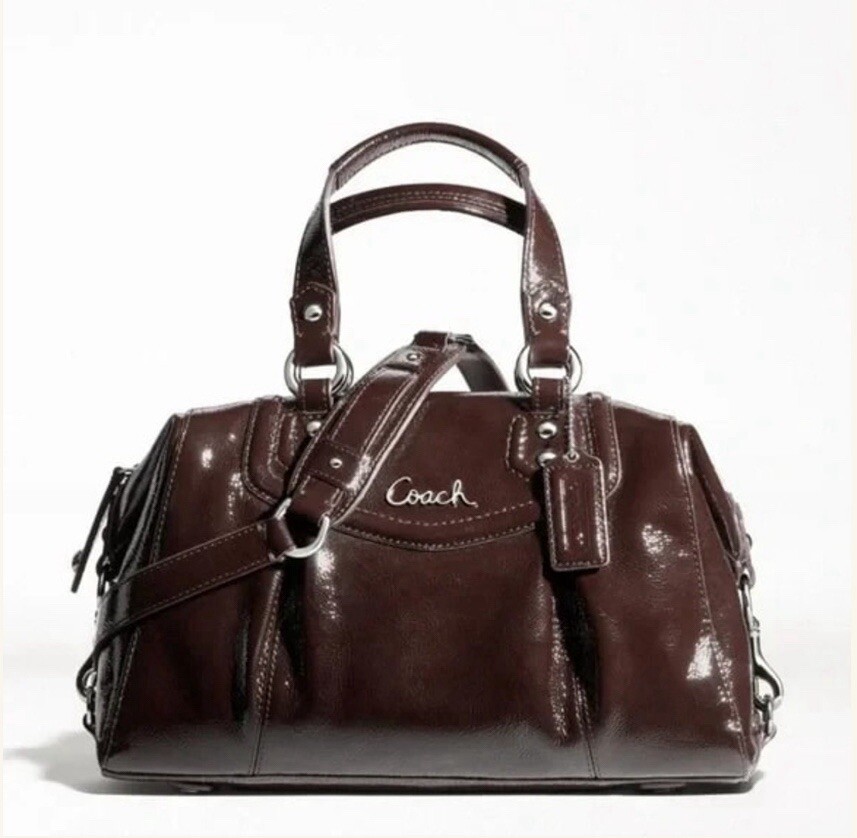NWT Coach Brown ASHLEY PATENT SHOULDER BAG F20451 $398 Retail Sold Out @Coach