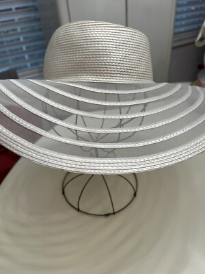 Vintage Betmar New York Straw Hat Organza Wide Brimmed Derby