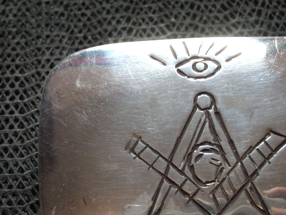 ¡Hebilla de cinturón masón plata esterlina todo lo que ve ojo! ¡VINTAGE! ¡HECHO A MANO! 47g! US Foto 3 de 4