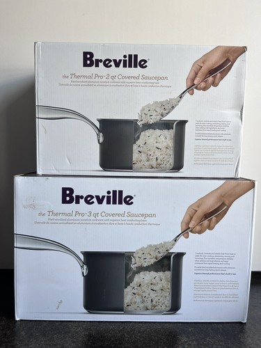 Breville Thermal Pro Hard-Anodized Non-Stick Set of 2 Covered Saucepans NEW - Picture 1 of 17