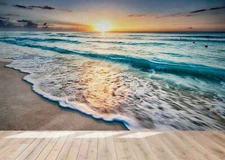 3D Seascape Sunrise Wallpaper Wall Mural Removable Self-adhesive Sticker9268