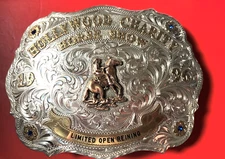 Hollywood Charity Horse Show Sterling Silver Overlay Ruben's Sapphire  Buckle 