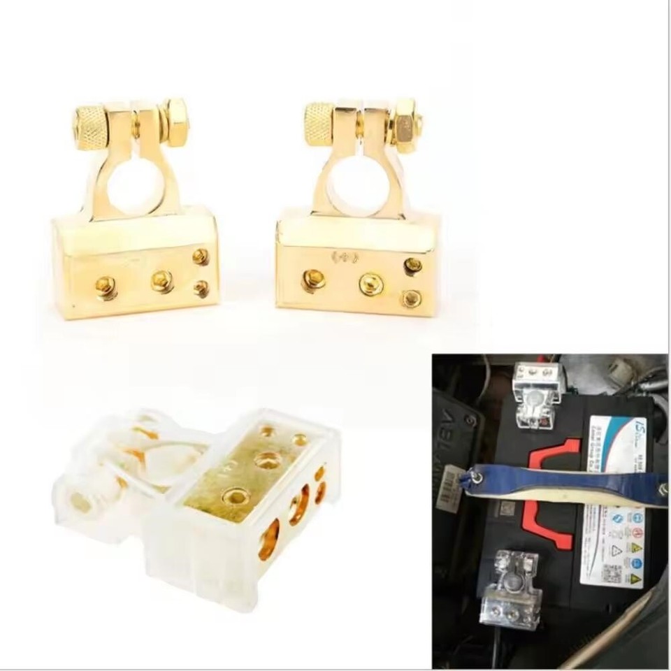 2X Car Battery Terminal Clamp Post 0/4/8/10 GA AWG Gauge Positive ...