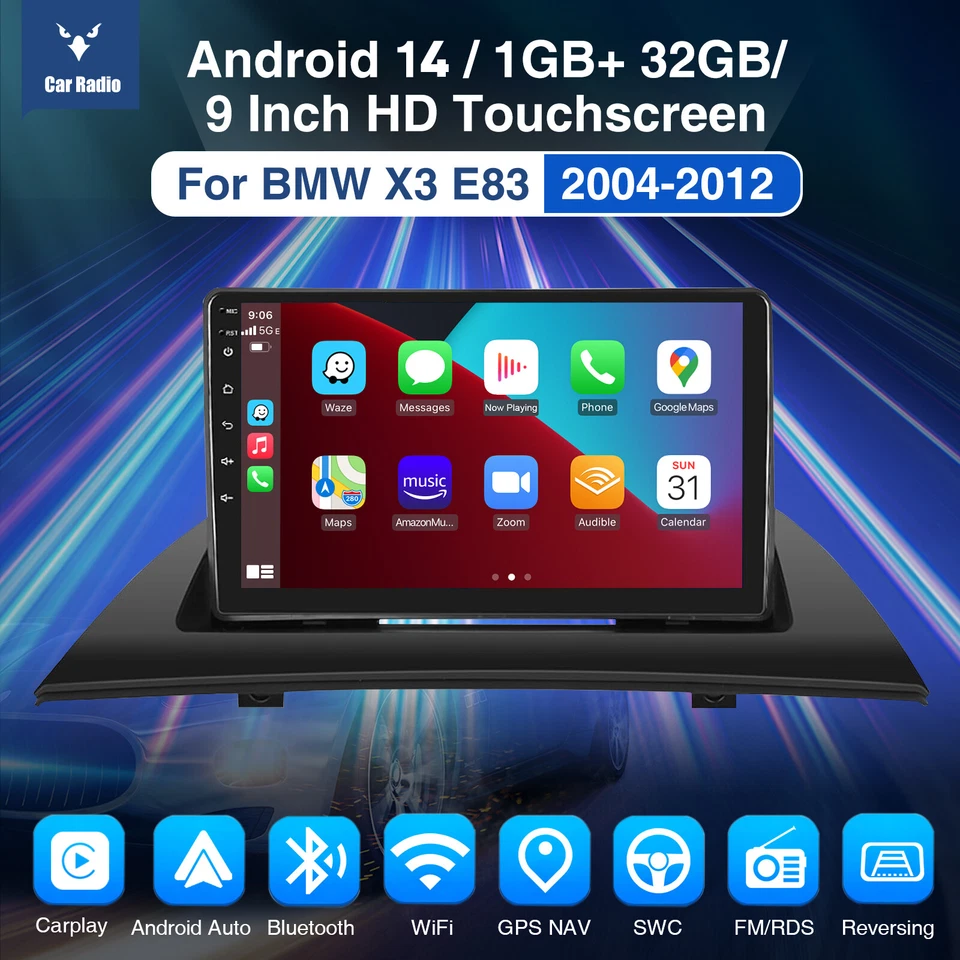 For BMW X3 E83 2004-2012 Android14 Car Stereo GPS Navi 32G WIFI Bluetooth FM RDS - Image 2 of 4