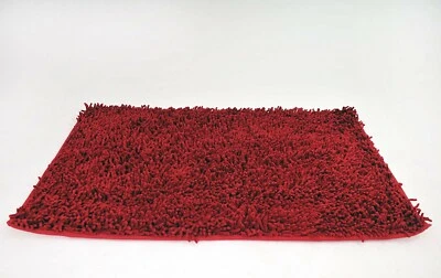 TACHE HOME FASHION Cotton Shag Chenille Raspberry Red Rectangular Bath Bathroom Mat Rug Doormat