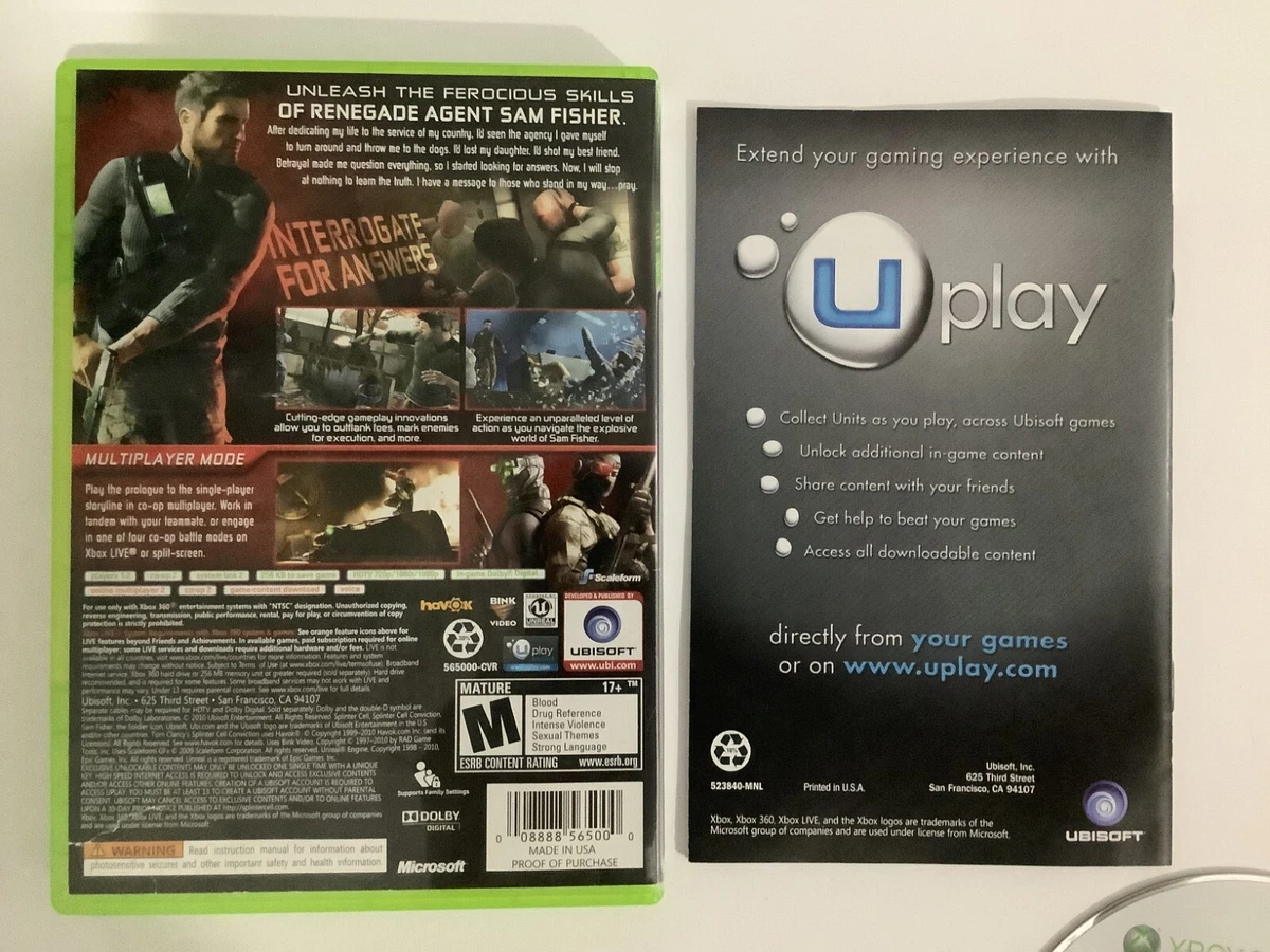 Microsoft Xbox 360 - Tom Clancy's Splinter Cell Conviction - Manual Only