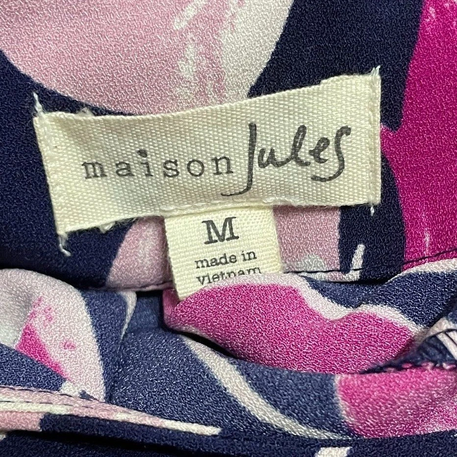 Maison Jules Floral Print Short Sleeve Mini Dress Size Medium Polyester/Spandex - Image 4 of 4