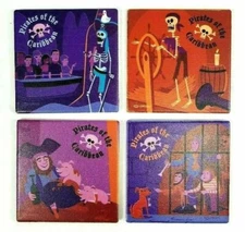 New Disney Parks Wonderground Shag Pirates Scoundrels and Skeletons Coaster Set