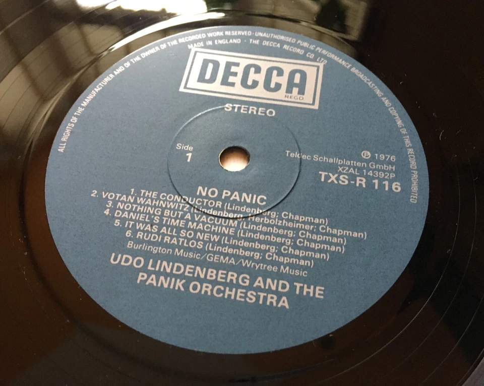 UDO LINDENBERG & THE PANIK ORCHESTRA NO PANIC LP 1976 UK DECCA P3WP3W INSERT M- - Image 2 of 4
