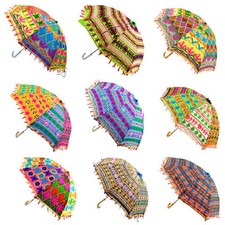 Indian Parasol Lot Of 10 Pcs Decor Rajasthan Umbrellas Mirror Work Wholesale Lot