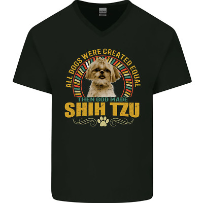Ein Shih Tzu Hund Herren V-Ausschnitt Baumwoll T-Shirt
