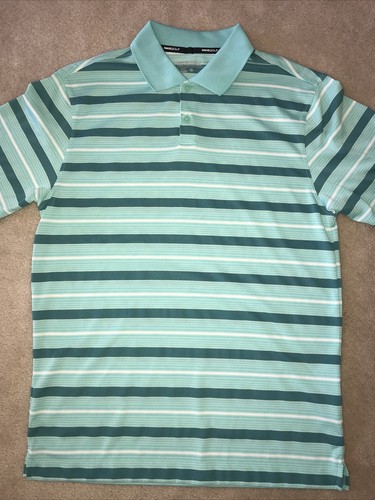 Nike Golf Tour Performance Mens Polo Shirt Blue Striped Dri Fit Stretch Collar S - Picture 11 of 12