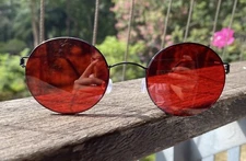 Red Retro Glasses Vintage Fight Club Paper Street Soap Men Red Round sunglasses