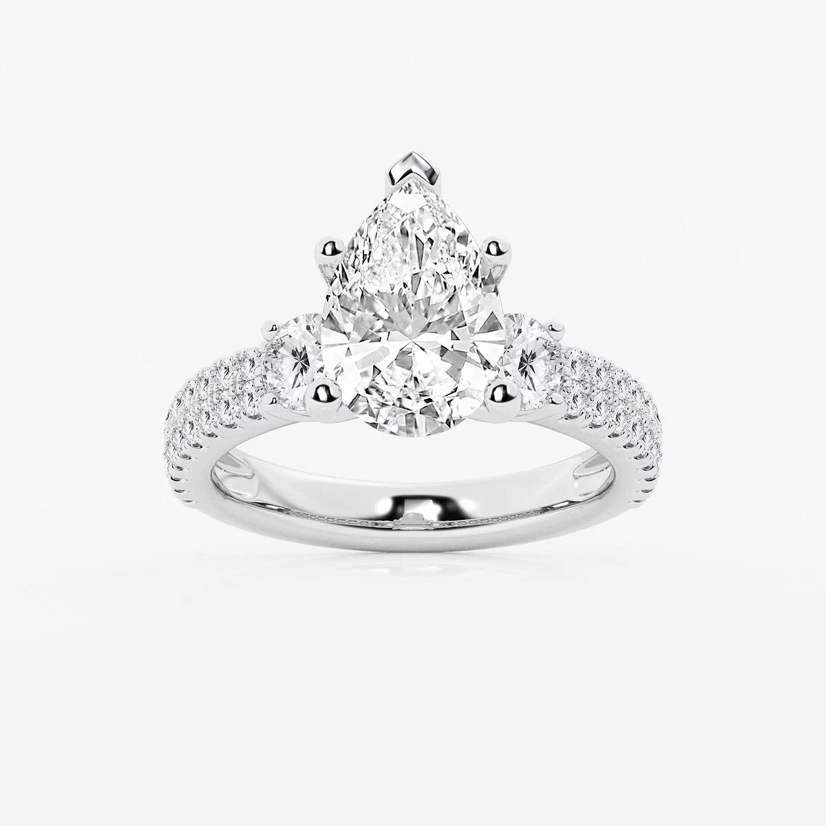 4.00ct IGI Certified Lab Grown Diamond Engagement Ring Pear Cut 14k Gold image-1