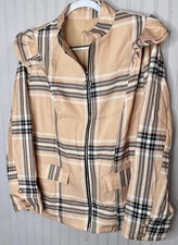 Boutique Womens JACKET XXL 18 20 Beige Black Full Zip Lined Quality Stretch NEW