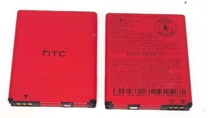 Аккумулятор BTR6580B для HTC A1320 A320 H1000C оригинальный сменный красный 1230 мАч 3,7 В - Изображение 3 из 4