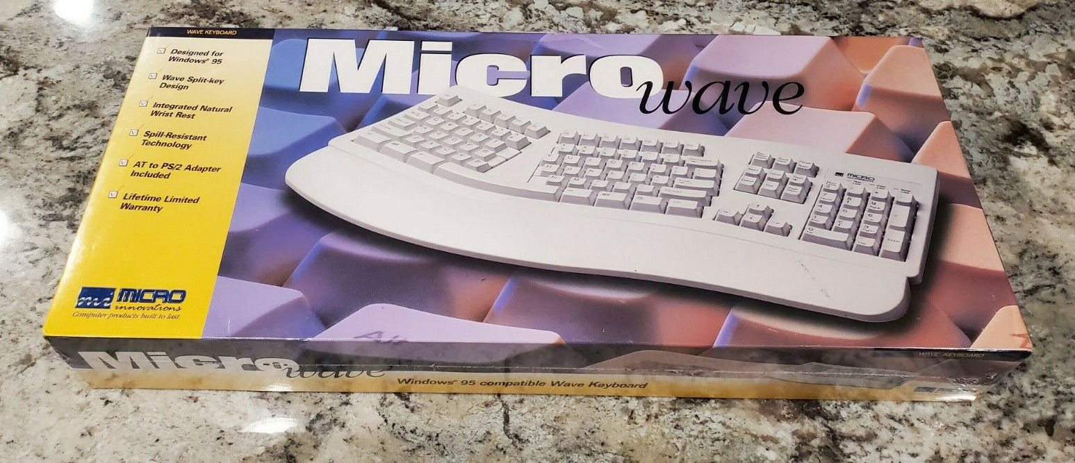 Micro Wave Ergonomic Vintage Keyboard 1997 KB96E IBM Compatible Windows Dos New