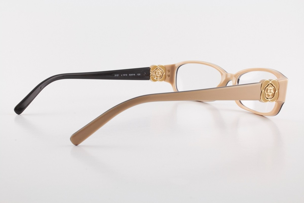 Rare Authentic Chanel 3131 c.1013 53mm Black Beige Glasses Rare Authentic Chanel 3131 c.1013 53mm Black Beige Glasses