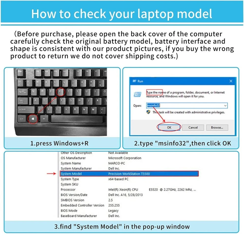 BATERÍA USPS TRHFF PARA DELL Inspiron 15-5547 5545 5548 N5447 Latitude 3450 3550 Foto 2 de 4