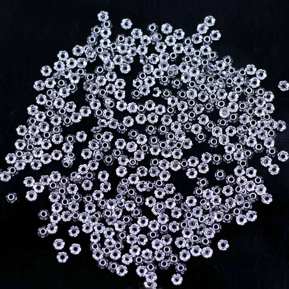 500 piezas tapas de cuentas finales forma de flor tono plateado hágalo usted mismo joyería 3 mm se adapta a cuentas de 4-5 mm Foto 4 de 4