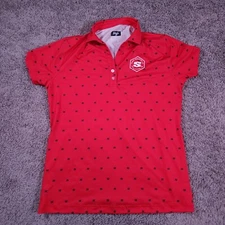 Waggle Polo Shirt Womens Size XL Red Surly Brewing Short Sleeve Allover S