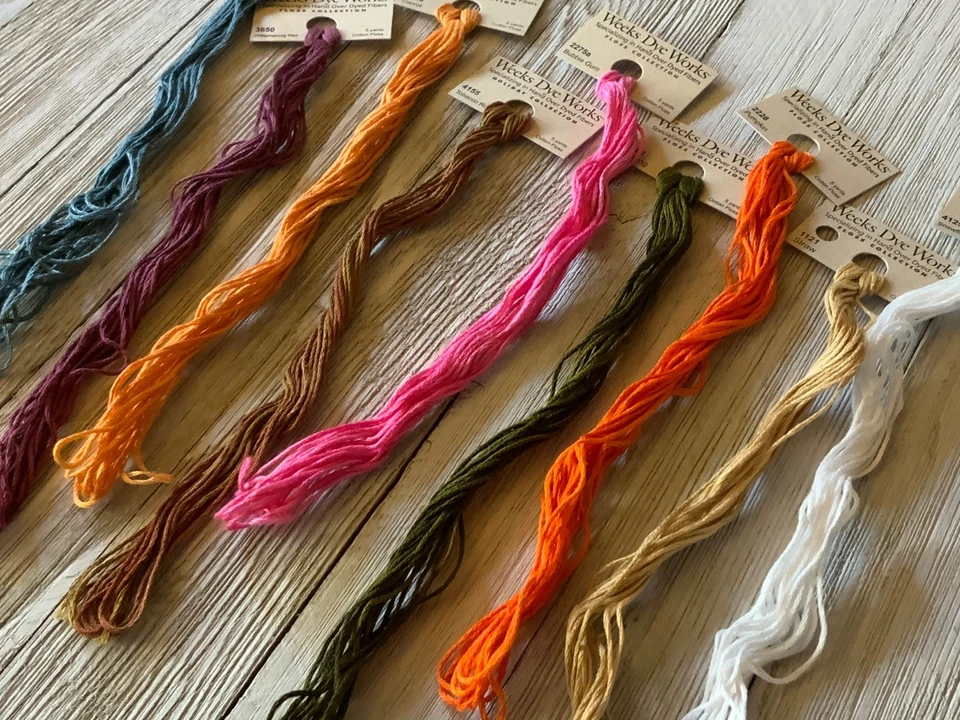 Lot of 9 Weeks Dye Works MIXED Hand Over Dyed Floss Threads 100% Cotton - Image 3 of 4