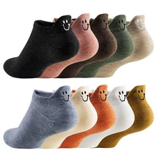 Cute Cotton Ankle Socks 10 Pairs Kawaii Embroidered Low Cut for Women