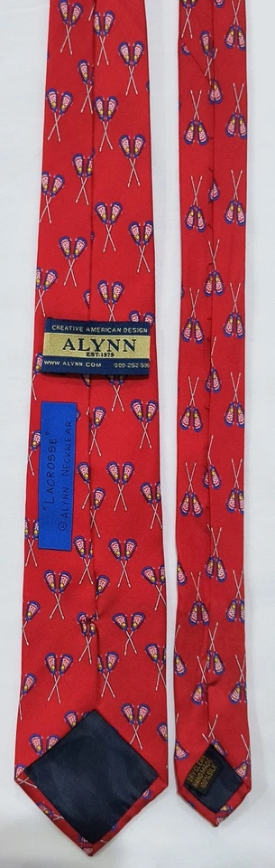 Alynn Neckwear Men's Slim Lacrosse Necktie Tie 100% Silk Made in USA 53.5" - Image 4 of 4