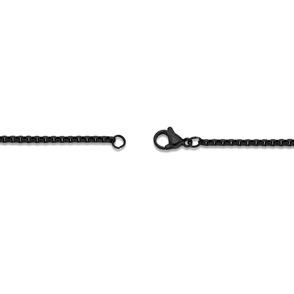 Colgante cruz circonita cúbica de acero inoxidable chapado en iones negro y azul - cadena caja redonda de 24" Foto 3 de 4