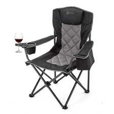 ARROWHEAD OUTDOOR Folding Camping Chair 450lbs Heavy Duty w/ Cooler Black