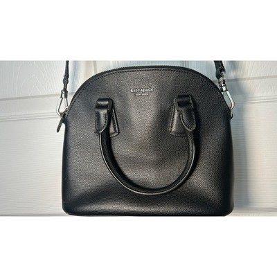 Kate Spade Black Pebbled Leather Dome Satchel Crossbody Bag Capsule Purse