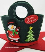 Filz-Tasche Schneemann Bunt, Ca.15 X 6,5 X 15 Cm