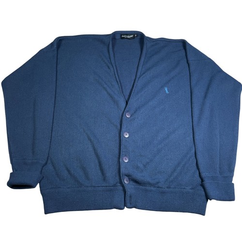 Saint Laurent, Vintage Yves Saint Laurent Pullover Herren XL Blau Cardigan Strick Strickpullover