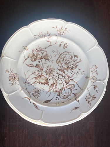 Vintage (Set Of 4) Johnson Bros Windsor Ware 10” Dinner Plate Floral Cream Brown - Picture 4 of 4