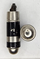 Vintage ALLBRIGHT Striped Cylinder Cigarette Lighter Bullet Black 