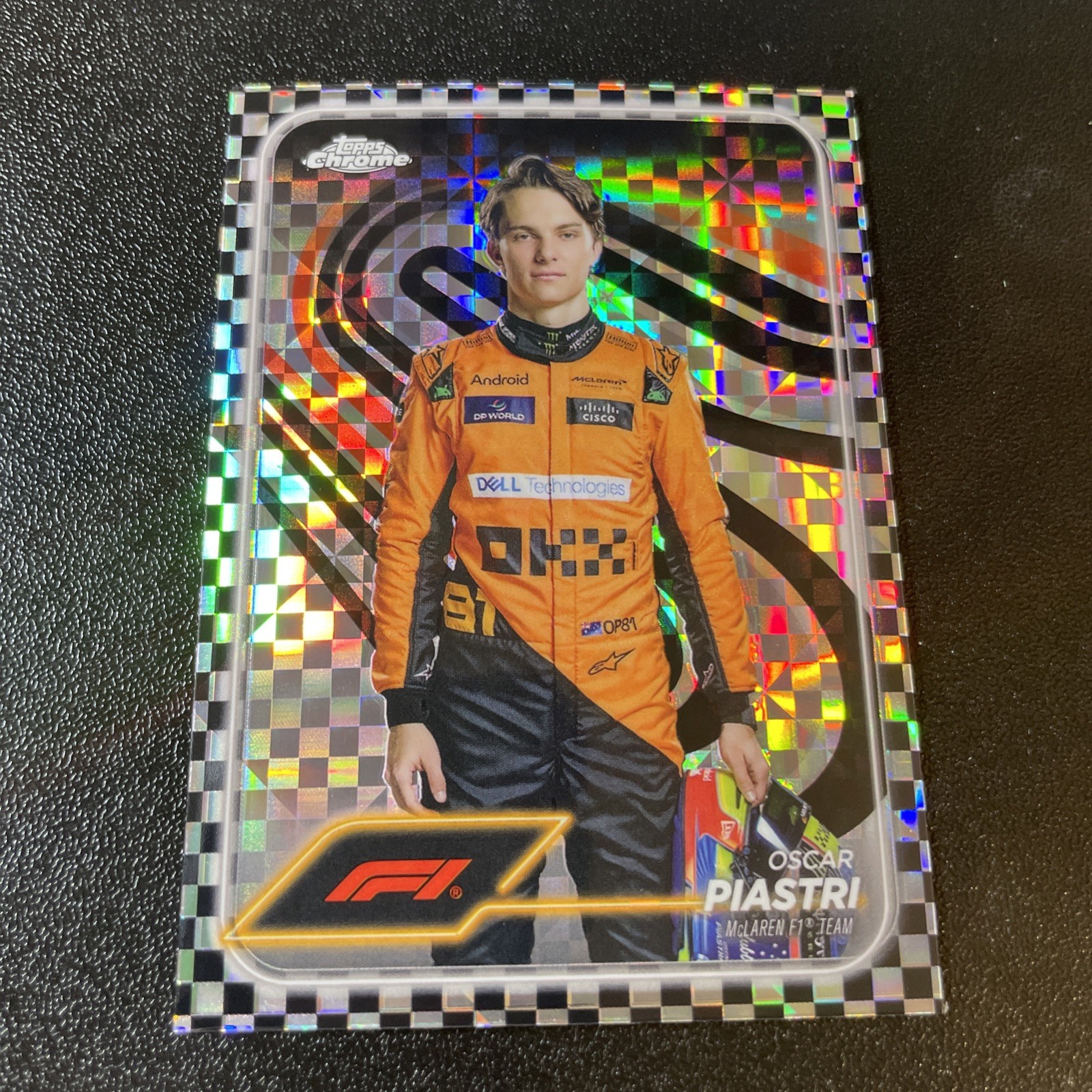 2024 Oscar Piastri Checker Flag Refractor Topps Chrome Formula 1 #8
