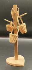 Lot of 4 TINY Mini Dollhouse Flower Wicker Baskets Crafts Basket Display Rack