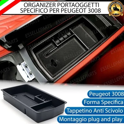 ESSELLE PARTS VANO PORTAOGGETTI PER BRACCIOLO PEUGEOT 3008 2016-2024 PORTA OGGETTI ORGANIZER