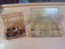 Vintage two plastic trays of misc gun parts