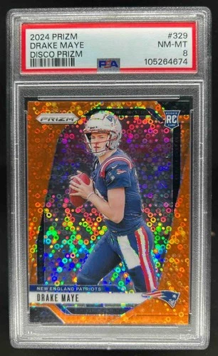 2024 Prizm Drake Maye RC Disco Rookie #329 Patriots PSA 8