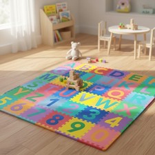 36-Piece Interlocking Alphabet  Numbers Play Mat - Child Safe  Water-Resistant
