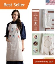 Generously Sized Cotton Apron with 2 Pockets, Ideal for Home Cooking  Gardening