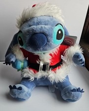 Disney Store 12" Stitch Santa Christmas Holiday Plush w Santa Suit Hat With Tags