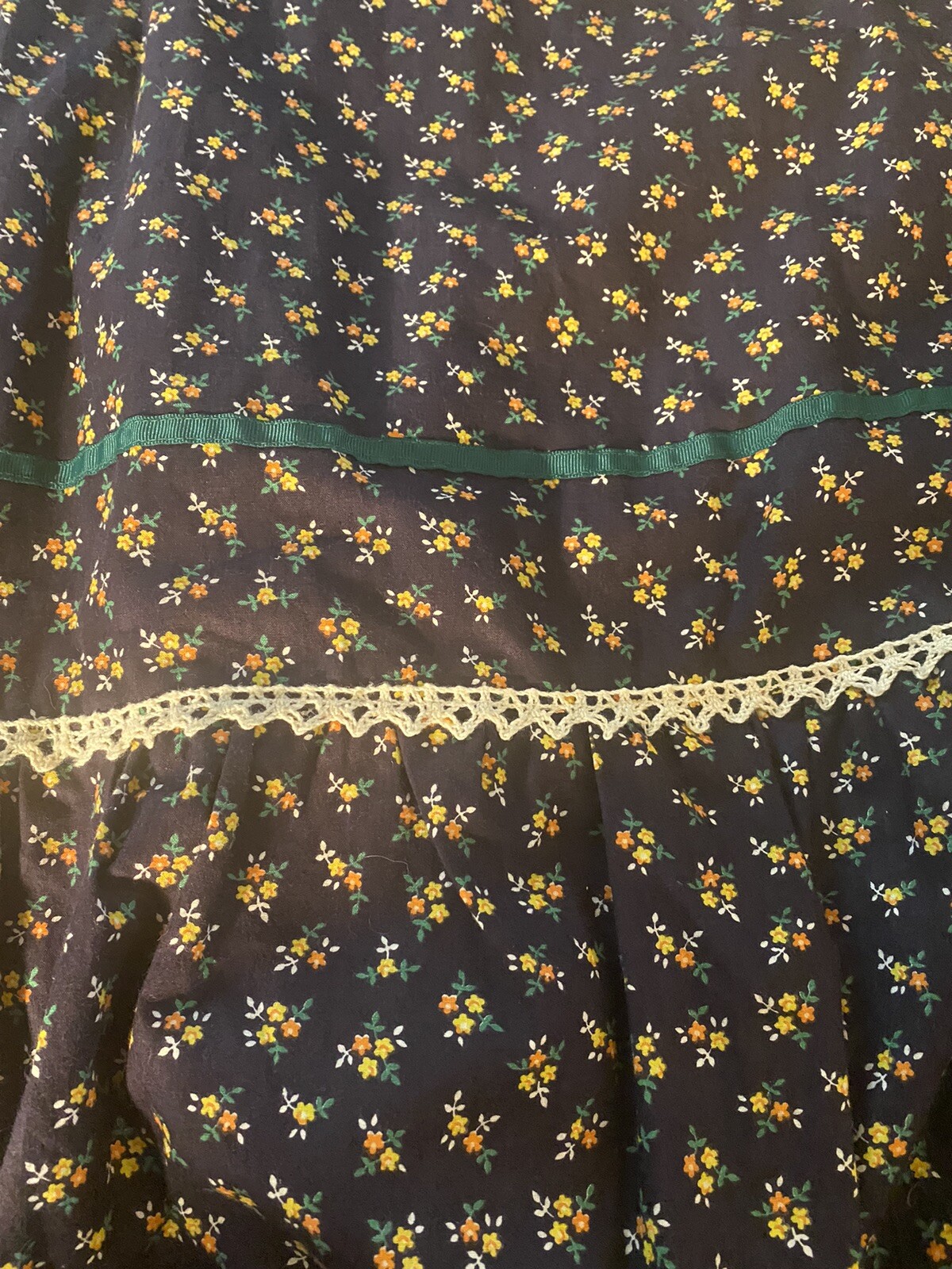 Rare Vintage Gunne Sax Prairie Boho Floral Print Blue Tie Dress Sz 11 Excellent image 5