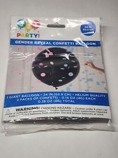 3-2-1 Party Gender Reveal Confetti Balloon 24 In. Helium Quality Black New