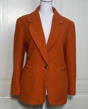 Saks Fifth Avenue Folio Collection Wool Cashmere Blend Orange Pea Coat Sz 4P