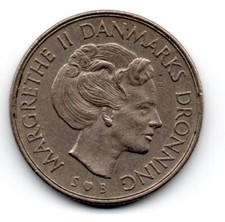 Danemark 80, Margrethe II Konge af Danmark, armoiries, 1 couronne, accepter offre